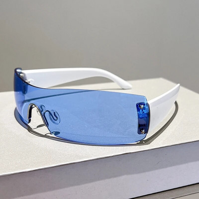 KAMMPT keret nélküli egyrészes napszemüvegek férfi női 2022 divatos Y2k tükör ernyők szemüveg Ins népszerű márka dizájn UV400 napszemüvegek