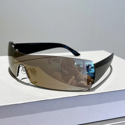KAMMPT Ochelari de soare dintr-o singură piesă, fără montură, bărbați, femei, 2022, modă Y2k, oglindă, Ochelari de vedere, ochelari de soare UV400 cu design popular
