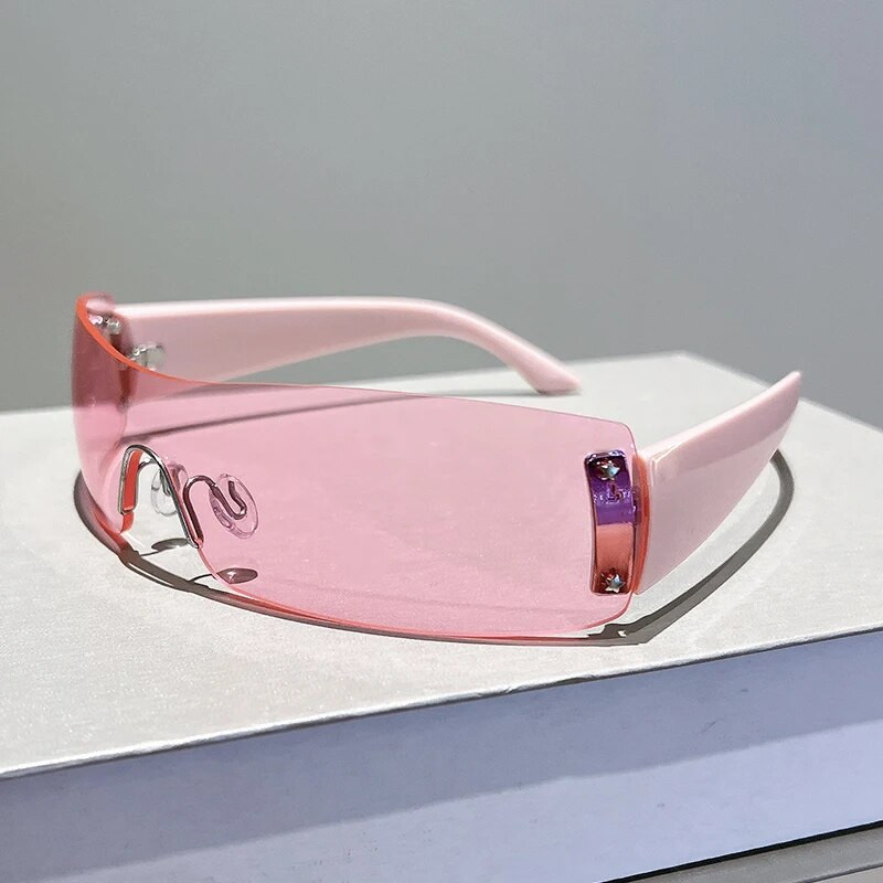 KAMMPT ääristeta ühes tükis päikeseprillid meeste naised 2022 mood Y2k peeglivarjud Prillid Ins Populaarne brändi disain UV400 päikeseprillid