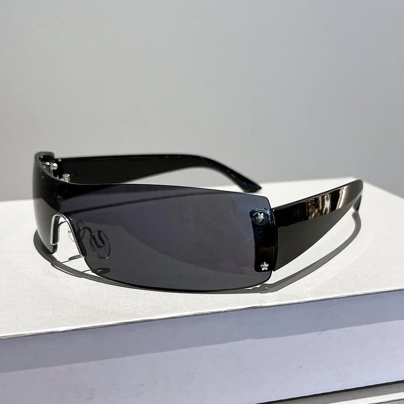 KAMMPT ääristeta ühes tükis päikeseprillid meeste naised 2022 mood Y2k peeglivarjud Prillid Ins Populaarne brändi disain UV400 päikeseprillid