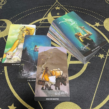 Κάρτες Ταρώ στην ισπανική μαντική τράπουλα για αρχάριους με αγγλικό οδηγό επιτραπέζια παιχνίδια Προβλέψεις αστρολογίας Ισπανικό τάρο