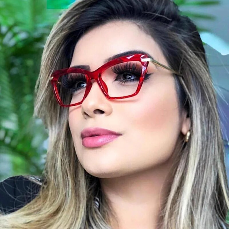 Vintage Red Cat Eye Saulesbrilles Metāla rāmji Pretradiācijas brilles Optiskās Datorbrilles Kristāla Facetētas Brilles 2022