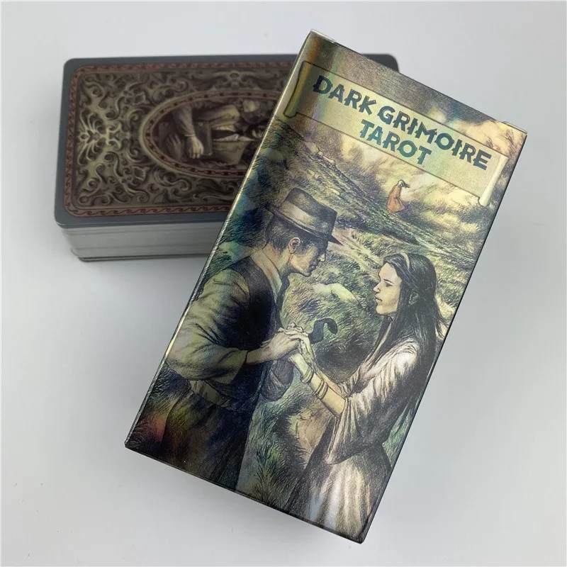 Liela izmēra tumšās grimuāras Taro kāršu komplekts 78 kartes ar norādījumiem par pagātnes dziedināšanu un vairāk mīlestības galda spēļu piesaistīšanu