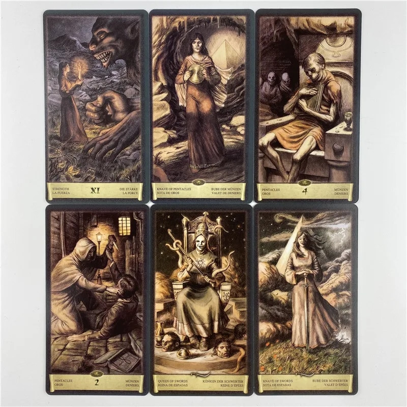 Liela izmēra tumšās grimuāras Taro kāršu komplekts 78 kartes ar norādījumiem par pagātnes dziedināšanu un vairāk mīlestības galda spēļu piesaistīšanu