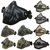 Mască militară cu jumătate de față Protecție craniu din plasă metalică Mască militară tactică Airsoft Accesorii de vânătoare