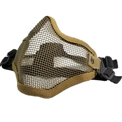 Mască militară cu jumătate de față Protecție craniu din plasă metalică Mască militară tactică Airsoft Accesorii de vânătoare