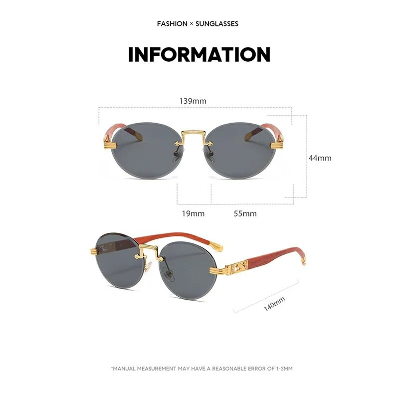 Dijamantne sunčane naočale bez okvira Naočale s drvenim okvirom Dizajn luksuzne marke Žene Muškarci Male okrugle sunčane naočale za muškarce Putovanje 2023.