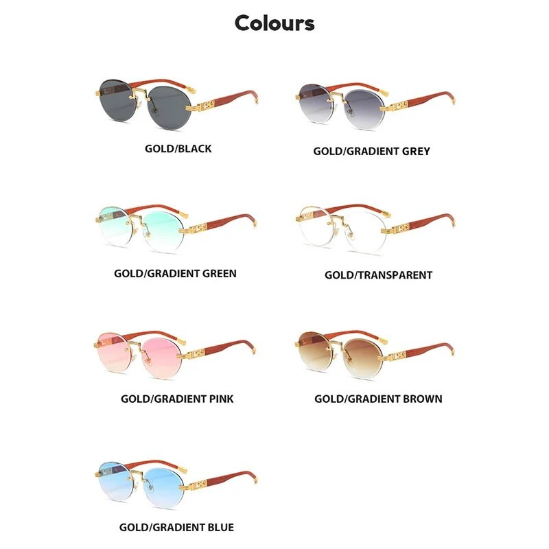 Dijamantne sunčane naočale bez okvira Naočale s drvenim okvirom Dizajn luksuzne marke Žene Muškarci Male okrugle sunčane naočale za muškarce Putovanje 2023.