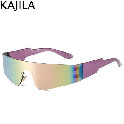 Sieviešu saulesbrilles bez apmales vienreizējas sporta saulesbrilles vīriešiem 2023. gada modes krāsaini vintage bezrāmju briļļu spoguļu toņi