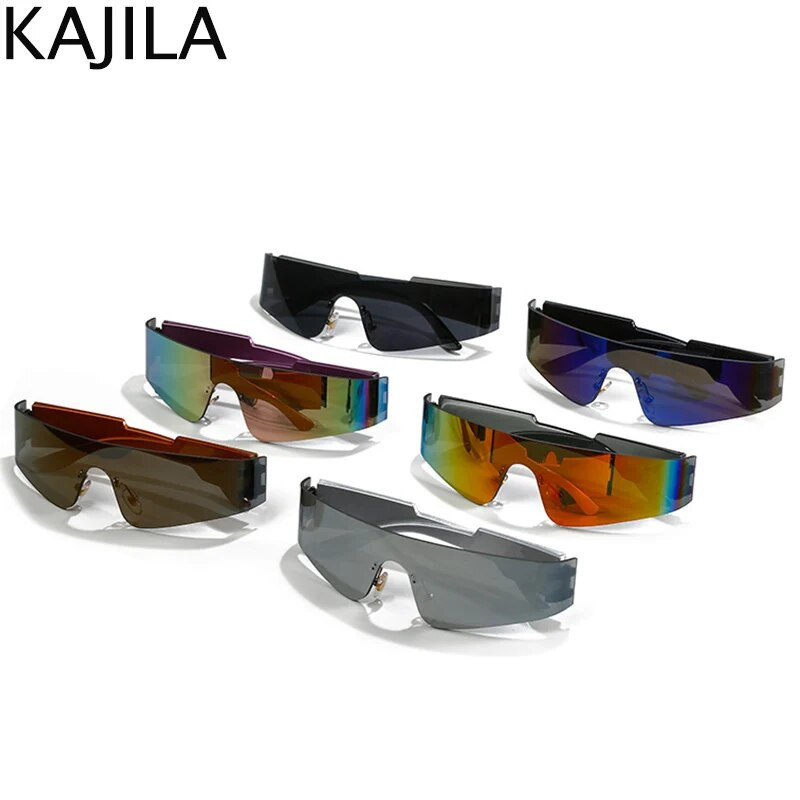 Sieviešu saulesbrilles bez apmales vienreizējas sporta saulesbrilles vīriešiem 2023. gada modes krāsaini vintage bezrāmju briļļu spoguļu toņi