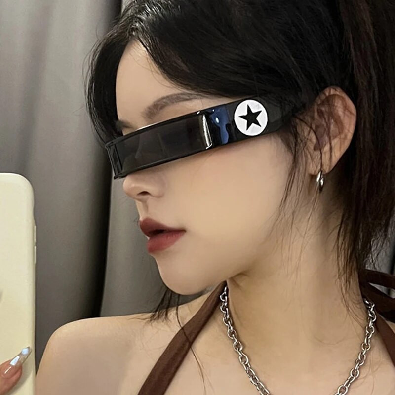 SO&EI Retro Y2K jednodijelne ženske sunčane naočale, modne punk naočale, muške trendovske zrcalne sjenila UV400 sunčane naočale