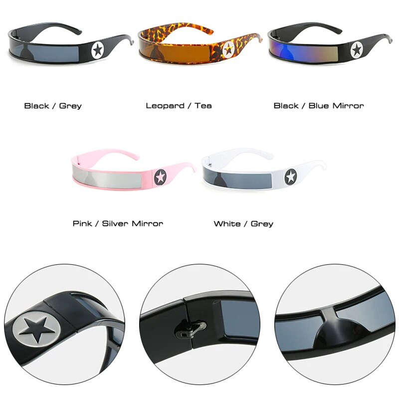 SO&EI Retro Y2K jednodijelne ženske sunčane naočale, modne punk naočale, muške trendovske zrcalne sjenila UV400 sunčane naočale