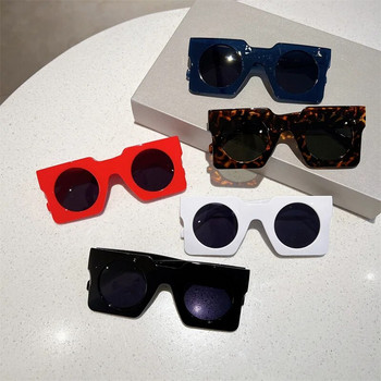 KAMMPT Извънгабаритни квадратни мъжки дамски слънчеви очила Модни ретро кръгли сенници за лещи Слънчеви очила Модерни очила с ретро марков дизайн