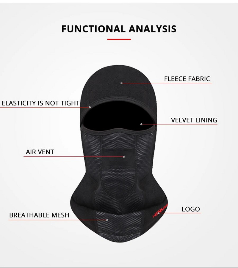 HEROBIKER Balaclava Riteņbraukšanas Sejas Maska Flīsa Motocikla Termiskā Sejai Vēja Necaurlaidīga Aukstu Necaurlaidīga Ziemas Motocikla Maska