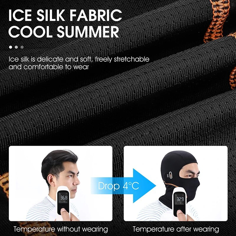 Täismask UV päikesekaitsega jalgrattamask Suvine Balaclava Ice Silk Hat Bike Sall Hingav välimootorratta näomaskid