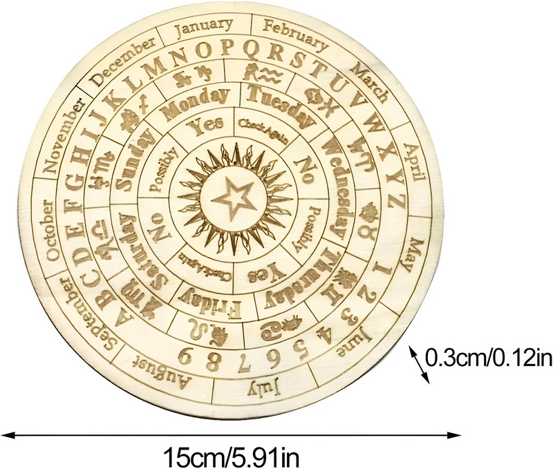 Zvjezdana ploča s klatnom, drvena ploča za proricanje, ploča s klatnom za proricanje, metafizička ploča s porukama, potrepštine za čarobnjaštvo