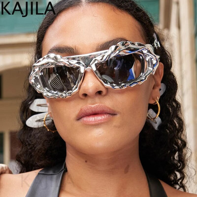 Y2K Punk Sport csavart napszemüvegek női férfi 2023 luxusmárka Steampunk napszemüvegek női ernyők Vintage retro 2000-es szemüvegek