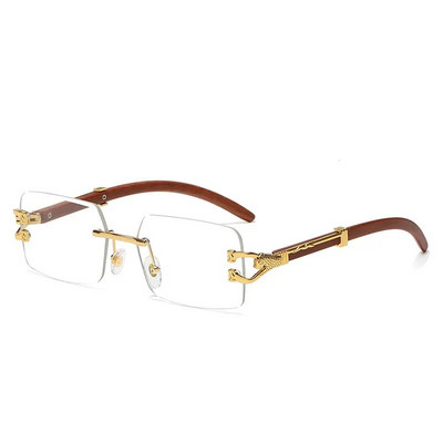 Klasične vintage sunčane naočale s četvrtastom leopard glavom bez okvira Ženske muške modne dizajnerske luksuzne marke Putne drvene metalne sunčane naočale