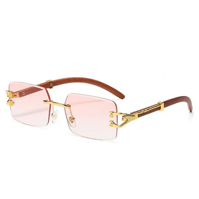 Klasične vintage sunčane naočale s četvrtastom leopard glavom bez okvira Ženske muške modne dizajnerske luksuzne marke Putne drvene metalne sunčane naočale