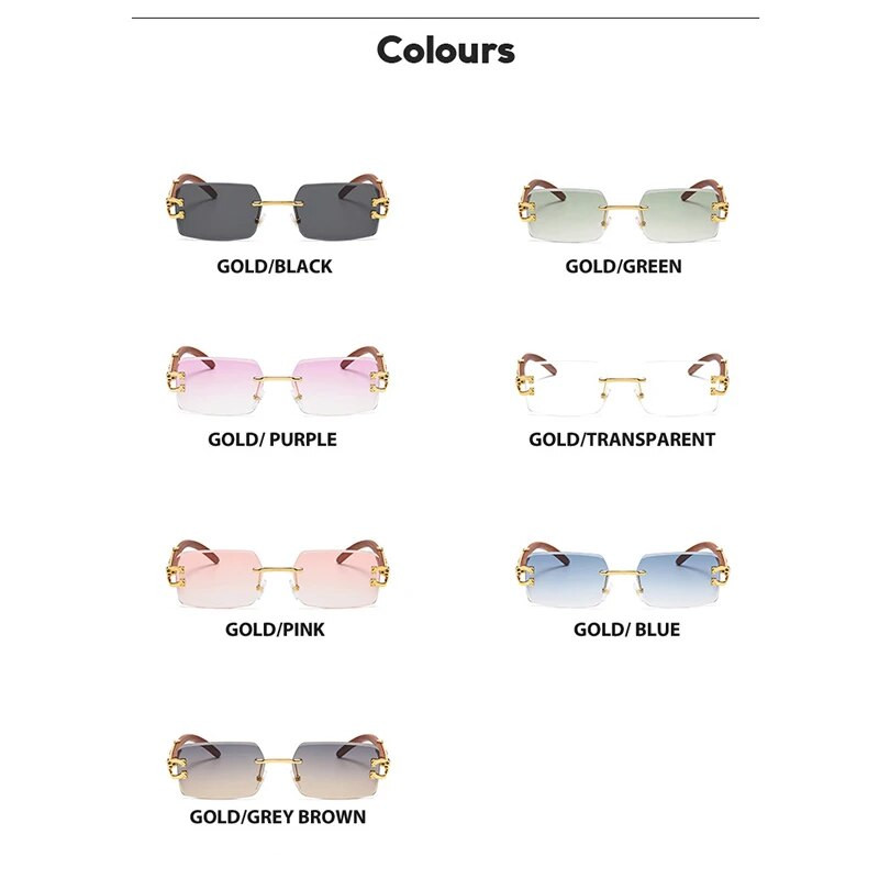 Klasične vintage sunčane naočale s četvrtastom leopard glavom bez okvira Ženske muške modne dizajnerske luksuzne marke Putne drvene metalne sunčane naočale