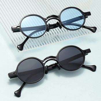 SO&EI Vintage μικρά στρογγυλά γυαλιά ηλίου Γυναικεία μόδα Διπλές Γέφυρες Ανδρικά γυαλιά ηλίου Clear Ocean Lens Trending Punk Blue γυαλιά