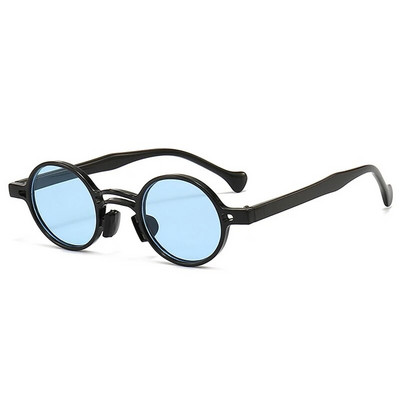 SO&EI Vintažiniai maži apvalūs akiniai nuo saulės Moteriški madingi dvigubi tilteliai Skaidrūs vandenyno lęšiai Vyriški akiniai populiarūs pankų mėlyni akiniai nuo saulės