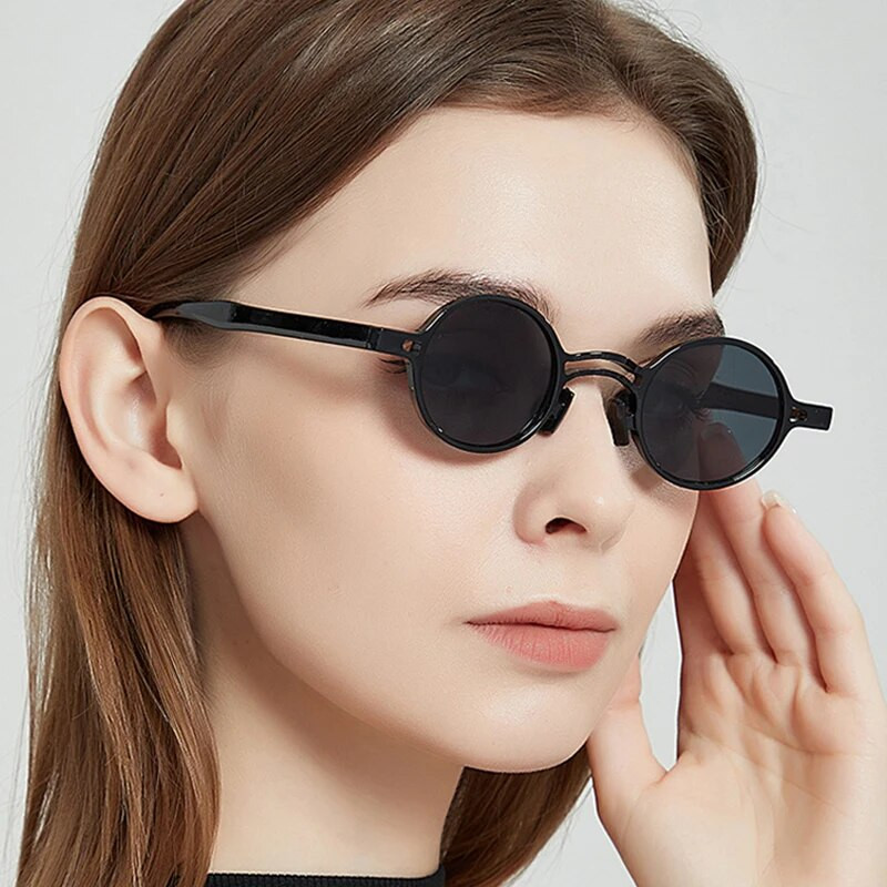 SO&EI Vintažiniai maži apvalūs akiniai nuo saulės Moteriški madingi dvigubi tilteliai Skaidrūs vandenyno lęšiai Vyriški akiniai populiarūs pankų mėlyni akiniai nuo saulės