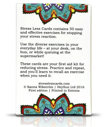 Sunny Present Stress Less Cards - 50 вдъхновяващи упражнения за внимателност и медитация за облекчаване на чувството на стрес и безпокойство