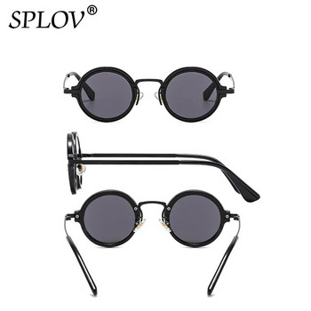 Модни малки кръгли слънчеви очила Дамски ретро пънк градиентни очила Популярни мъжки нюанси Модерен зелен чай UV400 Слънчеви очила Метални