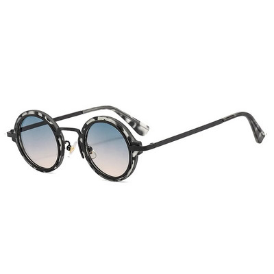Modne male okrugle sunčane naočale Ženske Retro Punk Gradient Ins naočale Popularne muške nijanse Trendy Green Tea UV400 Metalne sunčane naočale