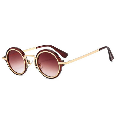 Modne male okrugle sunčane naočale Ženske Retro Punk Gradient Ins naočale Popularne muške nijanse Trendy Green Tea UV400 Metalne sunčane naočale