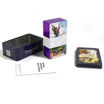 Таро от тенекиена кутия Ежедневно Таро за вещици Съдба Гадаене Семейно парти Игра с карти Таро и Опции за Таро от тенекиена кутия Позлатен ръб