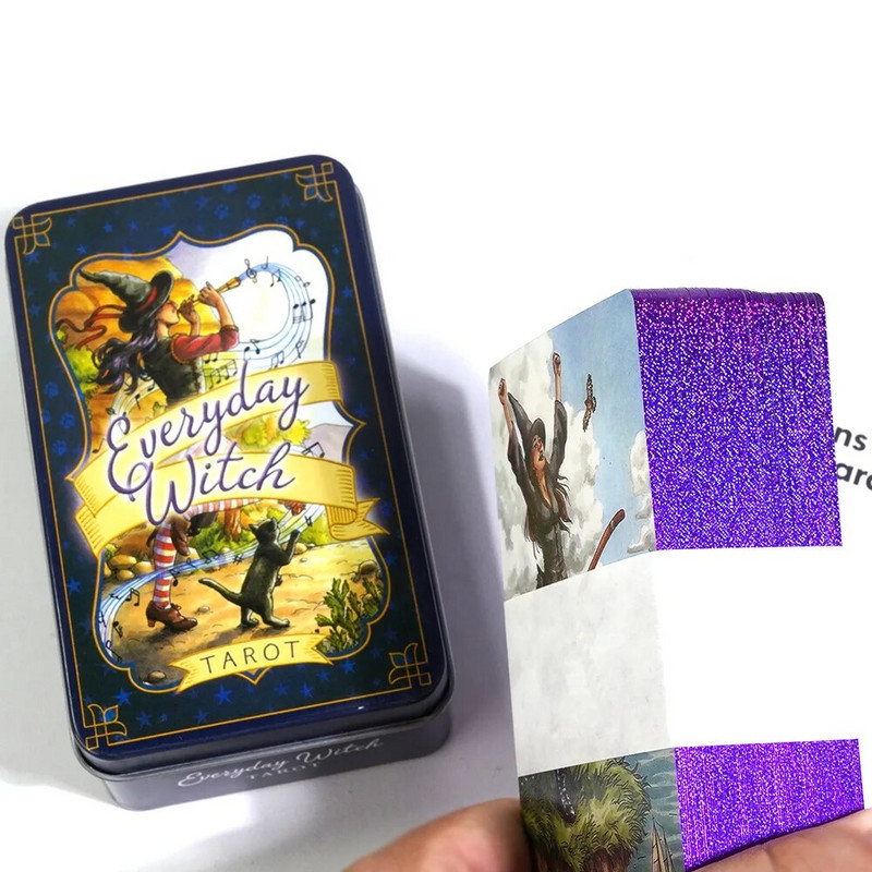 Limena kutija Tarot Svakodnevni vještičji tarot Sudbina Gatanje Obiteljska zabava Kartaška igra Tarot i opcija tarota limene kutije Gilded Edge