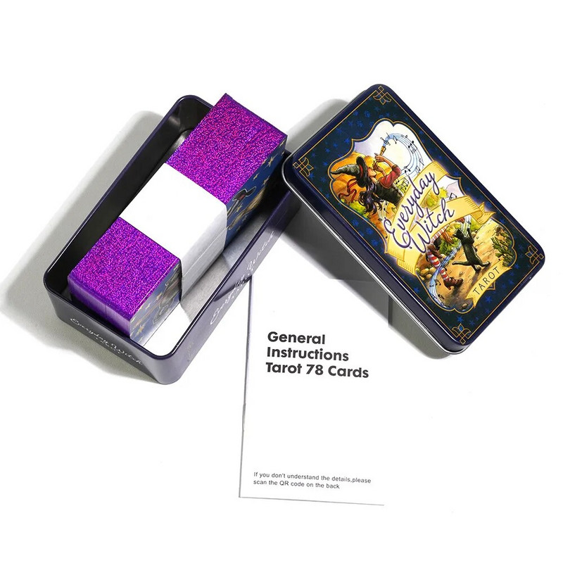 Limena kutija Tarot Svakodnevni vještičji tarot Sudbina Gatanje Obiteljska zabava Kartaška igra Tarot i opcija tarota limene kutije Gilded Edge