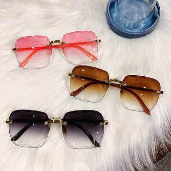 XJiea Rimless Γυναικεία γυαλιά ηλίου 2022 Μόδα Vintage τετράγωνα γυαλιά ηλίου ντεγκραντέ Clear Ocean Lenses Summer Driving Travel Shades