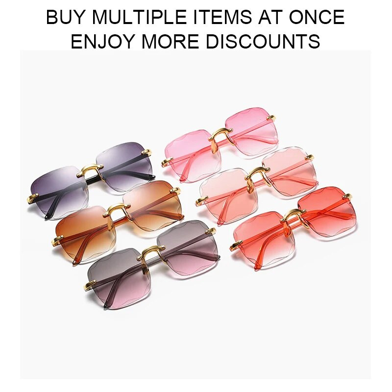 XJiea sunčane naočale bez okvira, ženske modne 2022., vintage četvrtaste sunčane naočale s gradijentnim prozirnim oceanskim lećama, ljetne sjenila za vožnju