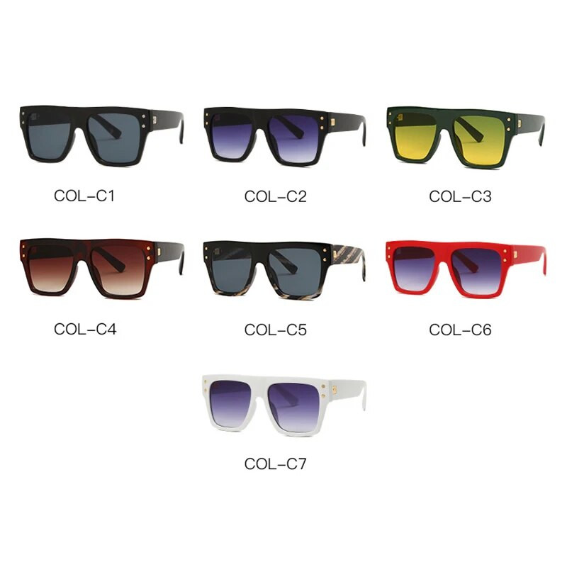 2021. aasta uus moodsad luksuslikud ülisuured ruudukujulised päikeseprillid naistele Meeste vintage musta värvi gradiendikujundusega päikeseprillid lamedad prillid