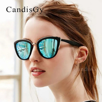 Висококачествени дамски слънчеви очила котешко око Златни метални Gafas de sol Светлоотразителни летни розови очила Vintage Sexy Cateye