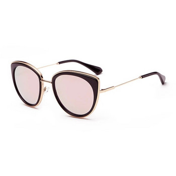 Висококачествени дамски слънчеви очила котешко око Златни метални Gafas de sol Светлоотразителни летни розови очила Vintage Sexy Cateye