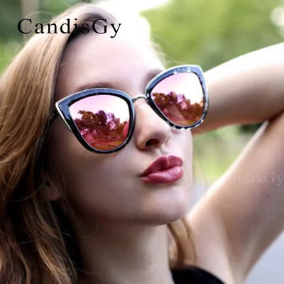 Ženske sunčane naočale Cat Eye visoke kvalitete Zlatne metalne Gafas de sol Reflektirajuće ljetne ružičaste naočale Vintage seksi Cateye