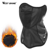 WEST BIKING Ziemas riteņbraukšanas maska pussejai, silta flīsa sejas aizsardzība riteņbraukšanas slēpošanas sportam āra kaklasarga šalles maska