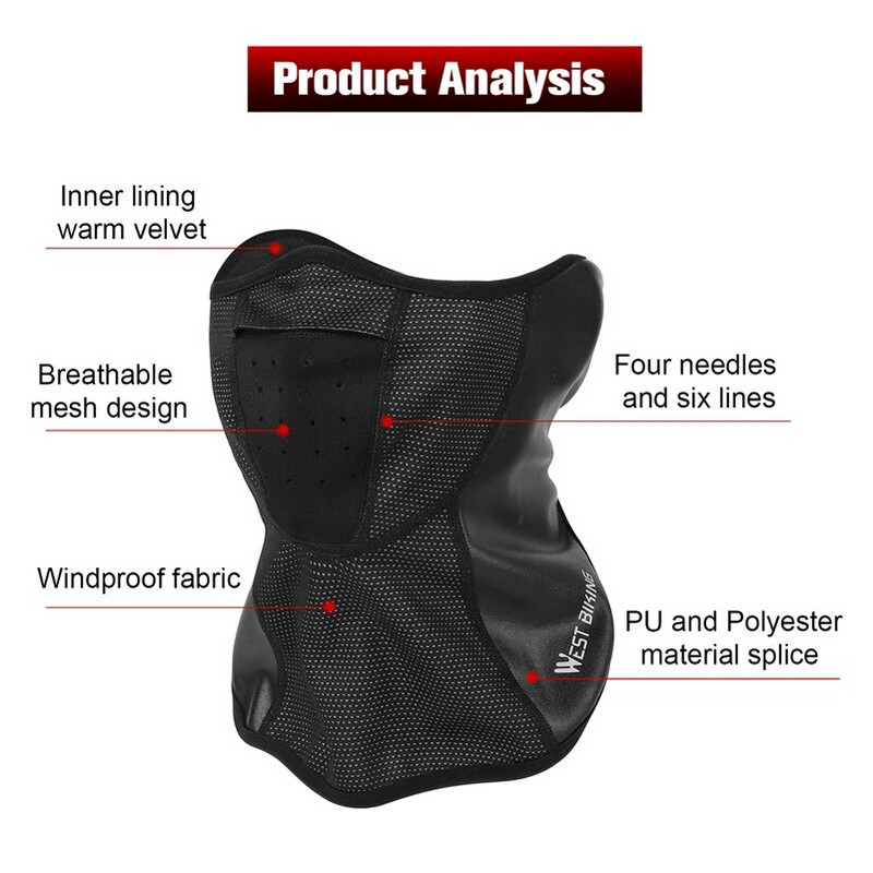 WEST BIKING Ziemas riteņbraukšanas maska pussejai, silta flīsa sejas aizsardzība riteņbraukšanas slēpošanas sportam āra kaklasarga šalles maska