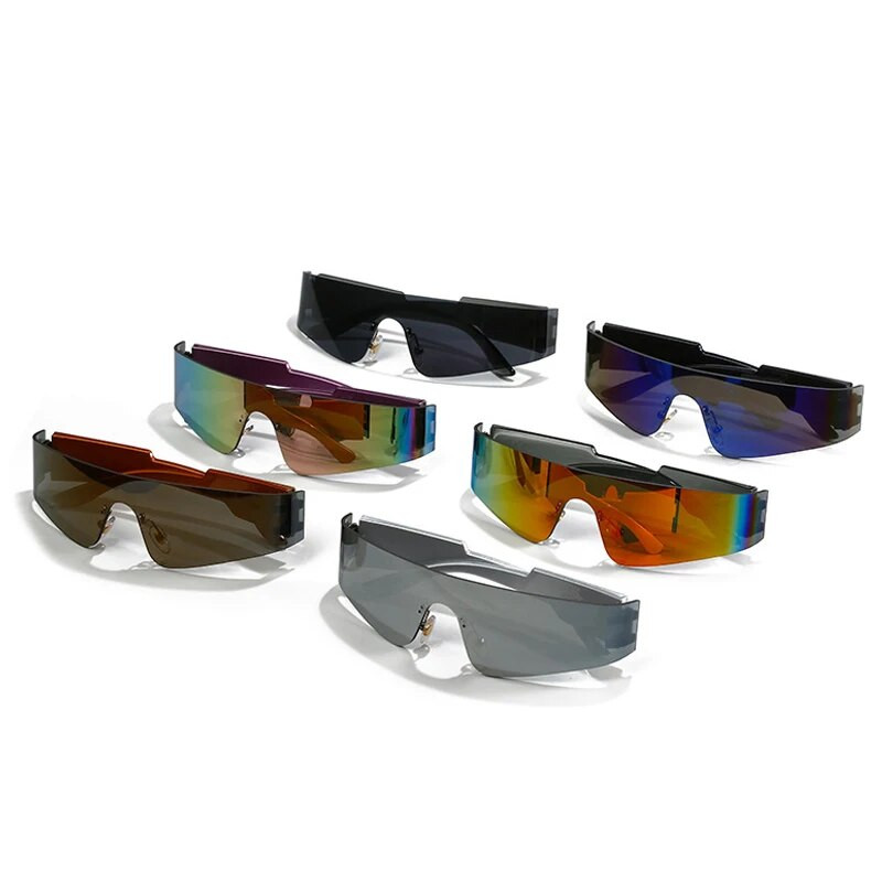 SO&EI Retro Y2K Punk sunčane naočale bez okvira Ženske modne šarene sjenila UV400 Muške jednodijelne sportske naočale za vožnju