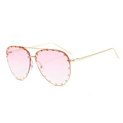 SHAUNA Retro zakovice Ženske pilotske sunčane naočale bez okvira Dizajnerske marke Modne ženske naočale s gradijentnim punk stilom