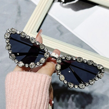 SHAUNA Луксозни дамски кристални слънчеви очила с котешко око, актуални мъжки слънчеви очила с метална рамка, градиентни огледални нюанси UV400