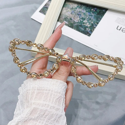 SHAUNA Luksusa kristāla sieviešu saulesbrilles kaķu acīm Trending vīriešu metāla rāmja saulesbrilles gradienta spoguļa toņi UV400