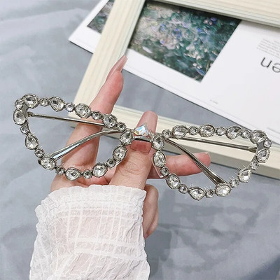 SHAUNA Luksusa kristāla sieviešu saulesbrilles kaķu acīm Trending vīriešu metāla rāmja saulesbrilles gradienta spoguļa toņi UV400