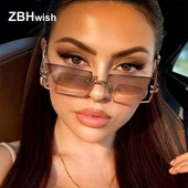 Modes kvadrātveida saulesbrilles sieviete zīmola dizainere bezmalas spoguļa saulesbrilles sievietēm maza rāmja gradienta Lunette Soleil Femme