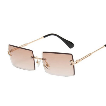 Модни квадратни слънчеви очила Дамски маркови дизайнерски огледални слънчеви очила без рамки Дамски малки рамки с градиент Lunette Soleil Femme