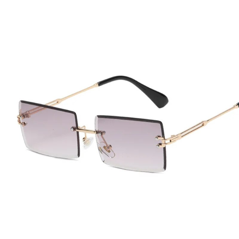 Modes kvadrātveida saulesbrilles sieviete zīmola dizainere bezmalas spoguļa saulesbrilles sievietēm maza rāmja gradienta Lunette Soleil Femme